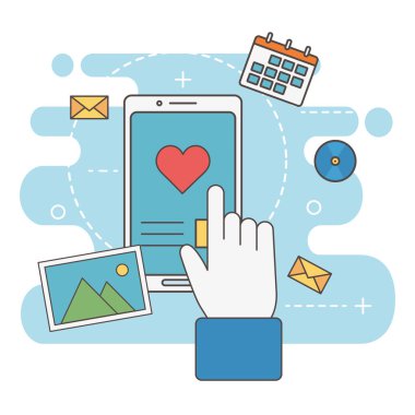 Akıllı telefonlu aşk mesajları sosyal medya ağına elle dokun