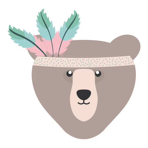 Niedźwiedź Grizzly z piórami kapelusz cygański styl — Wektor stockowy