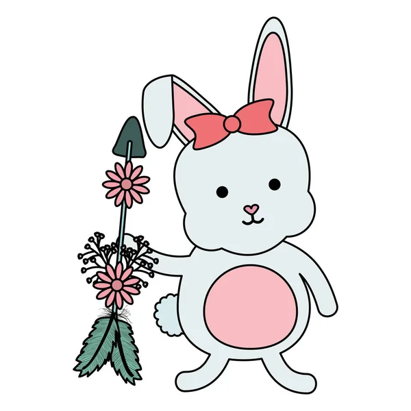 Söt liten kanin med blommor och pilar — Stock vektor