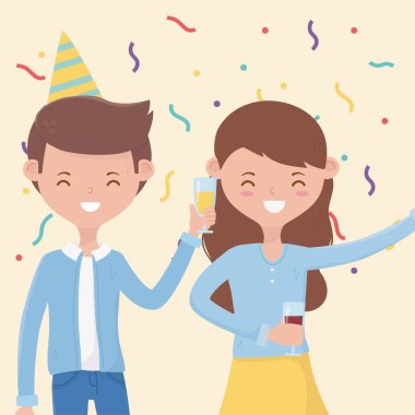 Şarap kadehli mutlu çift kutlaması