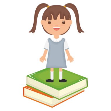 ders kitapları ile sevimli küçük öğrenci kız