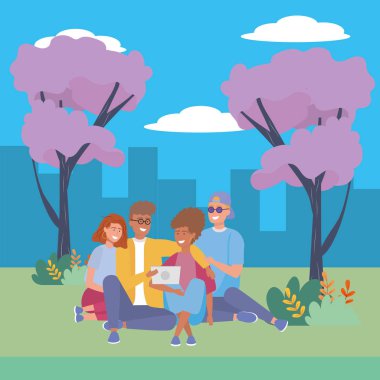 Park tasarımında kadın ve adam avatarları