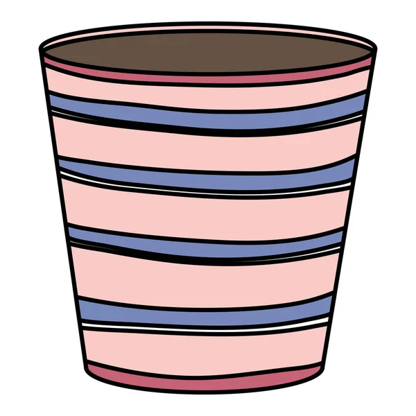 Pot de jardin en céramique avec rayures décoratives — Image vectorielle