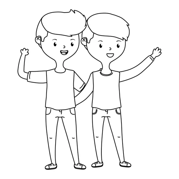 Teen αγόρια φίλοι σχεδιάζουν διάνυσμα εικονογράφος — Διανυσματικό Αρχείο