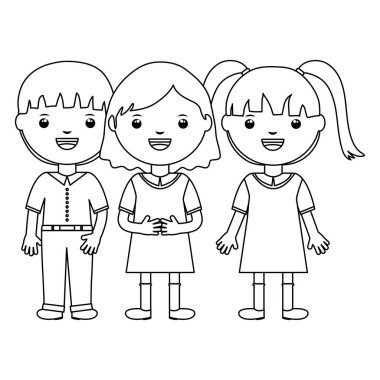 sevimli küçük öğrenciler grup karakterleri