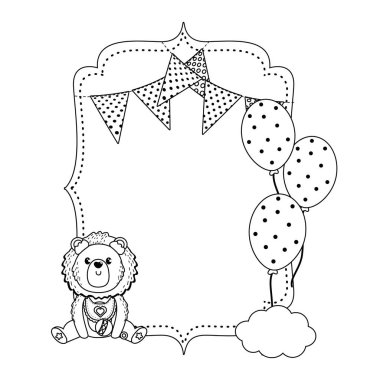 Aslan ve bebek sembolü tasarım duş