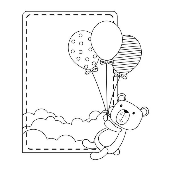 Teddy oso de dibujos animados con diseño de globos — Vector de stock