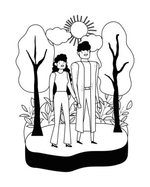 Kadın ve erkek karikatür tasarım çift