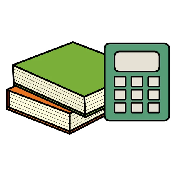 Escola livro de texto com matemática calculadora — Vetor de Stock