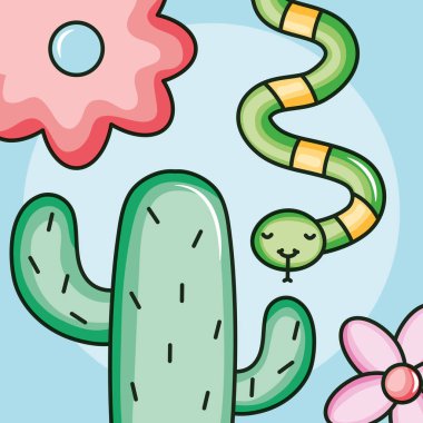 cute little snake kawaii character