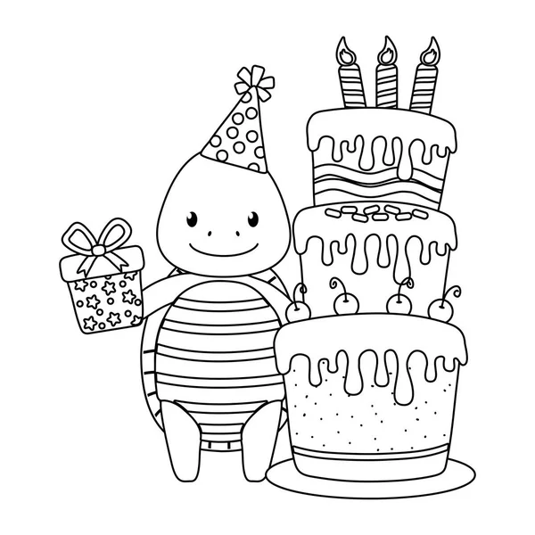 Dierlijke cartoon met Happy Birthday pictogram ontwerp — Stockvector