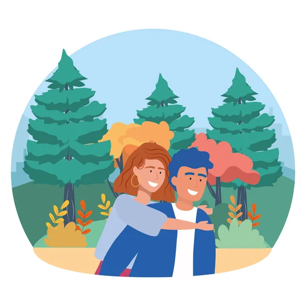Couple de femme et homme dans la conception du parc — Image vectorielle
