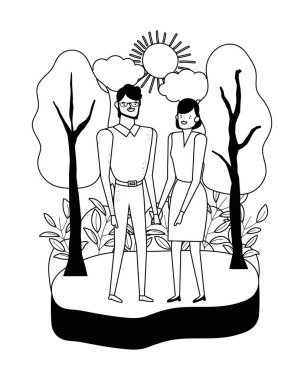 Kadın ve erkek karikatür tasarım çift