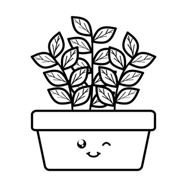 kare seramik pot Kawaii karakter ev bitki