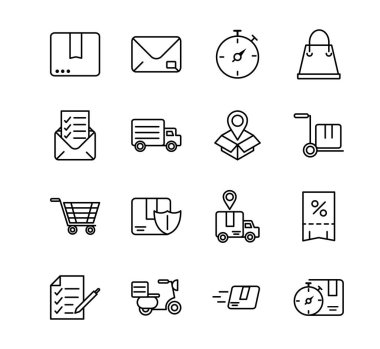 service logistic transport delivery icons thick line