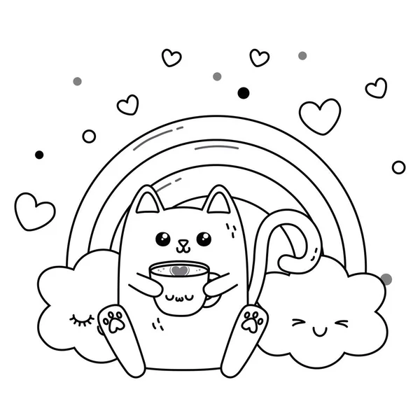 Kawaii von cat cartoon design — Stockvektor