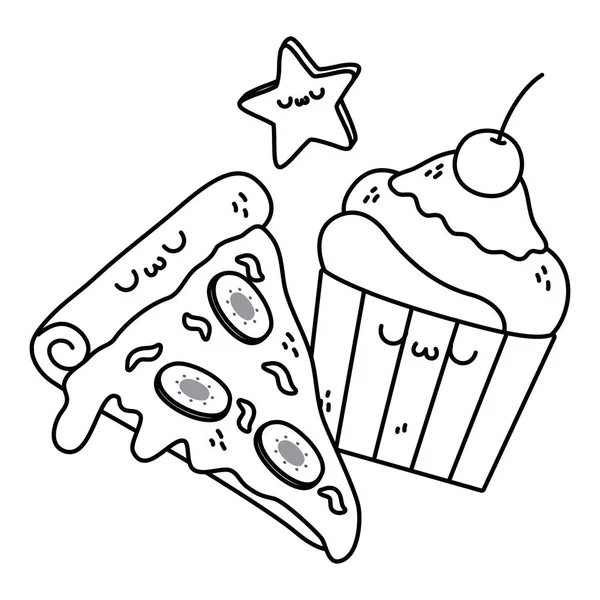 Kawaii von pizza cartoon design — Stockvektor