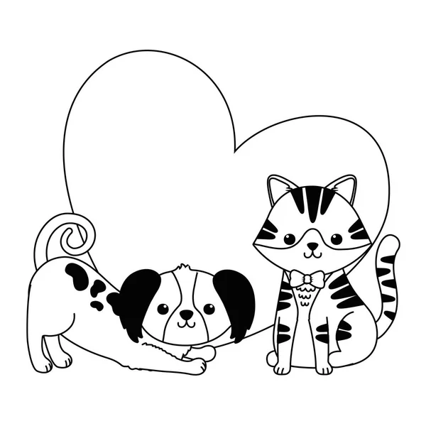 고립 된 고양이와 개 만화 디자인 — 스톡 벡터