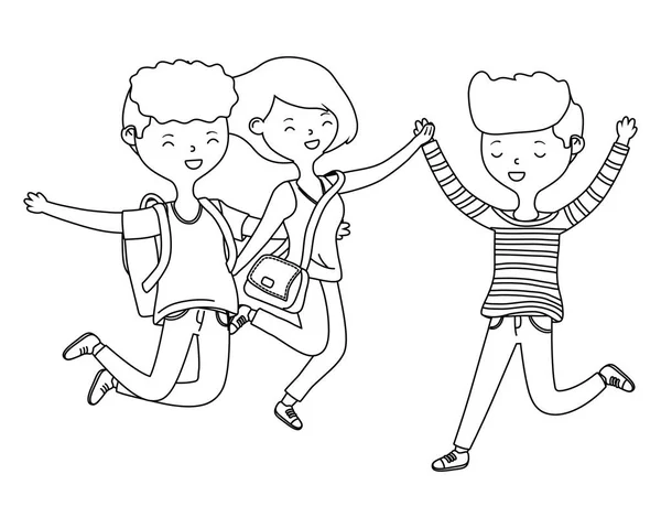 Jóvenes adolescentes y niñas dibujos animados diseño — Vector de stock