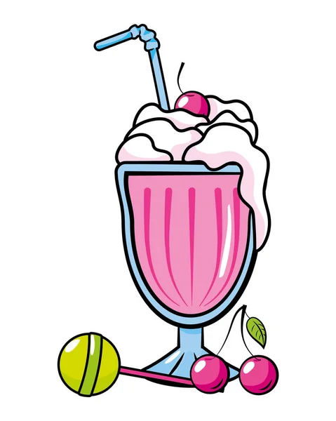 Pop art komik kartun milkshake Stok Vektor