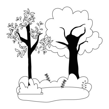 İzole sonbahar ağaçları vektör tasarımı