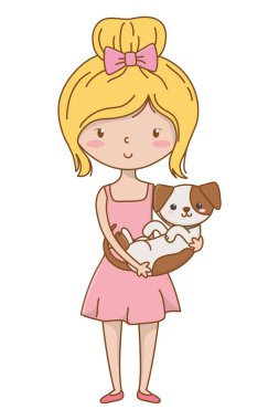 Köpek karikatür tasarımı ile kız