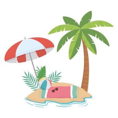 Yaz ve tatil simgesi set tasarım