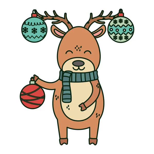 reindeer with hanging balls horns celebration merry christmas