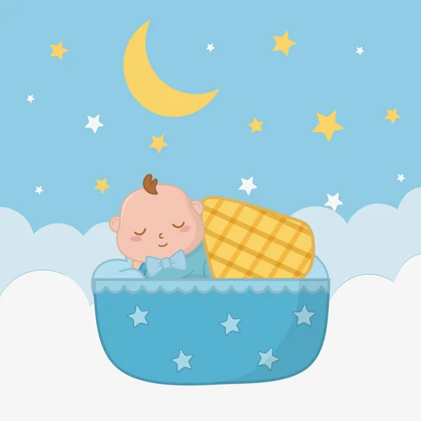 Bambino dormire in una culla vettoriale illustrazione — Vettoriale Stock