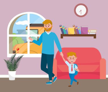 Baba ve oğul gidiyor için okul tasarım