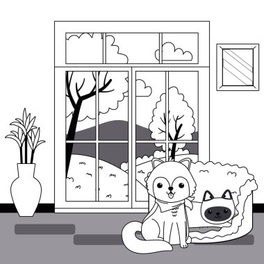 Kedi ve köpek karikatür tasarım vector Illustrator