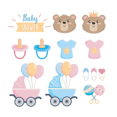 set of happy baby shower celebration