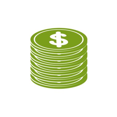 İzole edilmiş madeni paralar ikon yeşil siluet tasarımı