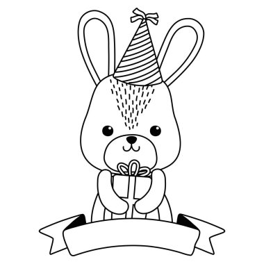 Mutlu Doğum günü simgesi tasarımı ile tavşan karikatür