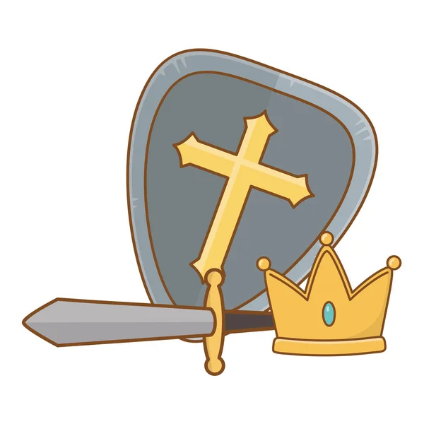 Isolated shield crown and sword design vector illustration —  Vetores de Stock