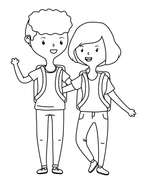 Tiener jongen en meisje cartoon design — Stockvector