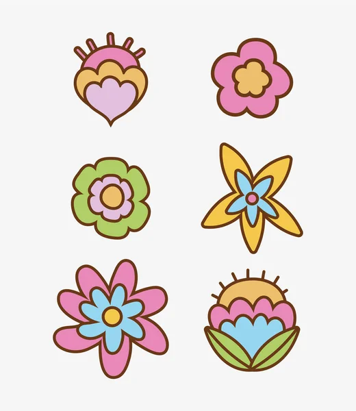 Cute flower leaves decoration collection — 图库矢量图片