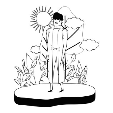 Isolated avatar man in park vector design