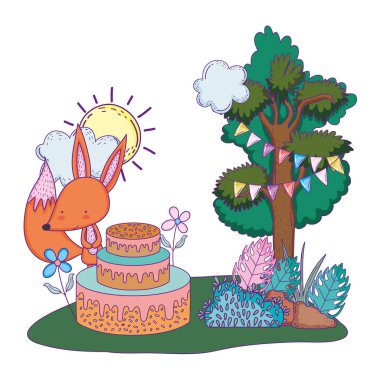 tatlı kek ile şirin ve küçük tilki