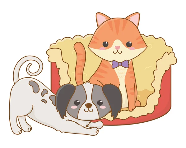 Ilustrador de vectores de diseño de dibujos animados para gatos y perros — Vector de stock