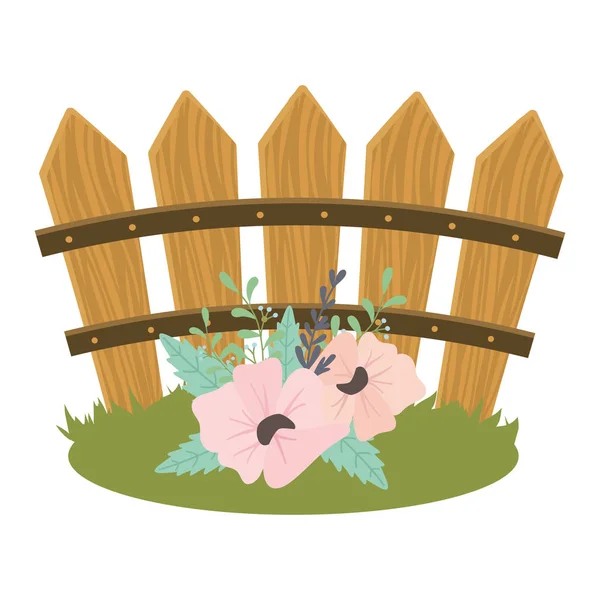 Flowers in front of fence vector design — Stockvektor