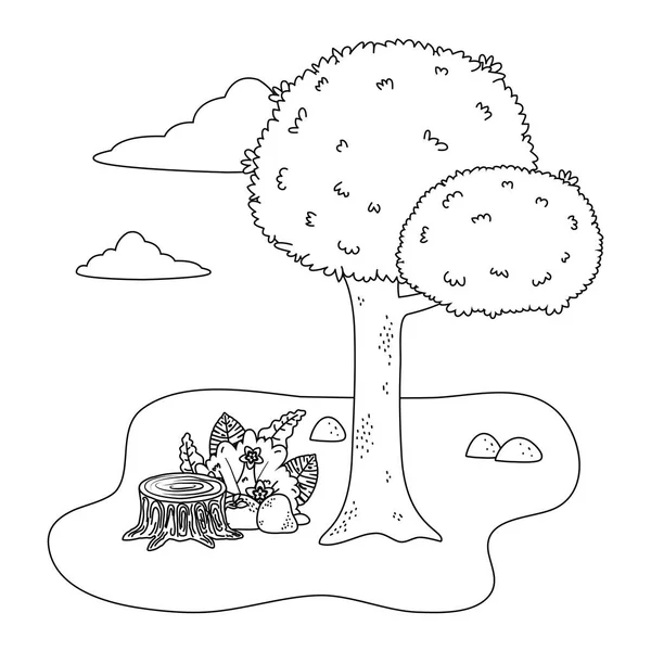 Přírodní prostředí venkovní strom kreslený — Stockový vektor