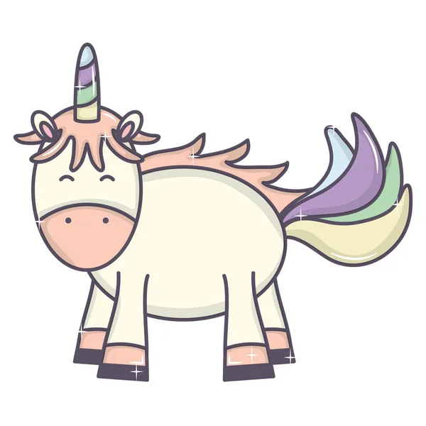 Mignon adorable licorne fée caractère — Image vectorielle