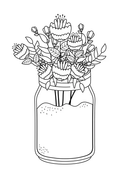 Цветы и листья внутри вазового вектора — стоковый вектор