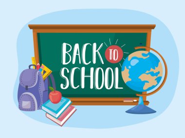 Sırt çantalı karatahta ve küresel harita masası