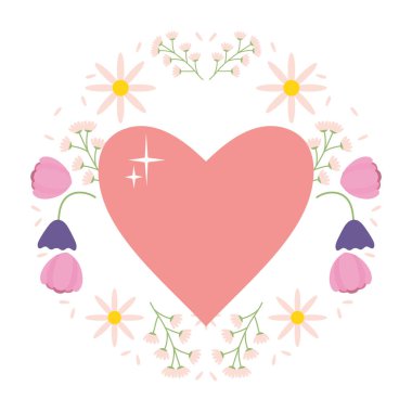 Çiçek desenli kalp aşkı pop sanat tarzı