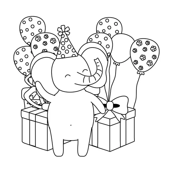 Animale de desene animate cu design pictogramă Happy Birthday — Vector de stoc