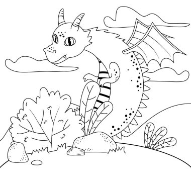 İzole ejderha karikatür tasarım vektör