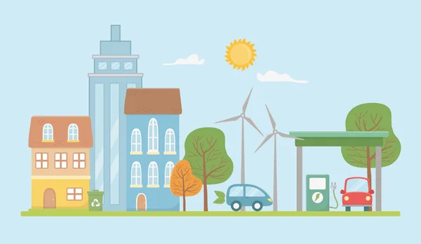 Eco City en Save Planet design — Stockvector