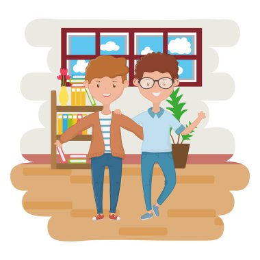 Genç arkadaşlar tasarım vektör illüstrasyon